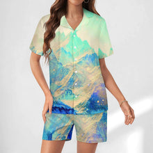 Charger l'image dans la galerie, Pyjama Satin Personnalisable Col Cubain Manches Courtes Femme
