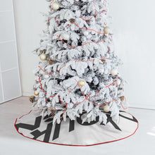 Charger l&#39;image dans la galerie, Jupe de sapin de Noël (bordure rouge) (images différentes des deux côtés) personnalisée avec prénom motif texte
