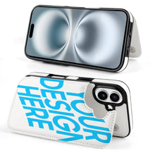 Charger l&#39;image dans la galerie, Étui de protection en cuir TPU pour iPhone 16 avec fonction support pour étui pliable personnalisée avec prénom motif texte
