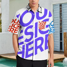 Charger l&#39;image dans la galerie, Chemise homme manches courtes avec poche B339 personnalisée avec prénom motif texte (conception multi-images)
