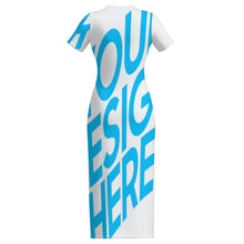 Charger l&#39;image dans la galerie, Robe midi slim à manches courtes pour femme MXLD151 RRDCQ personnalisé avec photo texte prénom (conception une image)
