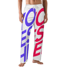 Charger l&#39;image dans la galerie, Pantalon de pyjama ample en pur coton pour homme imprimé intégral LM071 personnalisée avec prénom motif texte
