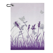 Charger l'image dans la galerie, Golf Towel with Hanging Loop Purple, Butterfly, Reed Style 41x61cm
