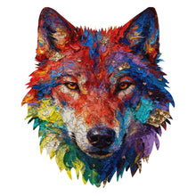Charger l'image dans la galerie, Puzzle en bois irrégulier en forme de tête de loup personnalisé avec photo texte prénom
