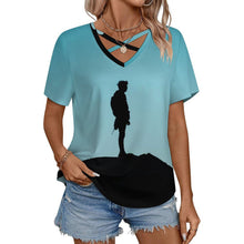 Charger l&#39;image dans la galerie, T-shirt Col V Croisé Femme | Haut Personnalisable &amp; Confortable
