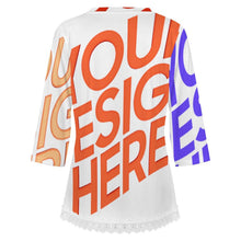 Charger l'image dans la galerie, T-shirt à manches courtes et col en V orné de dentelle femme SDS2513 personnalisé avec photo texte logo (conception d'images multiples)
