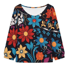 Charger l'image dans la galerie, Long-sleeved Button-up Shirt Flowers, Totems, Retro

