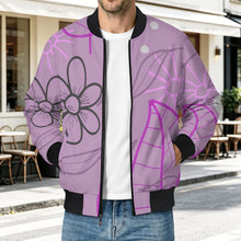 Charger l'image dans la galerie, Lightweight Pilot Jacket Purple, Hand Drawn, Flower, Line
