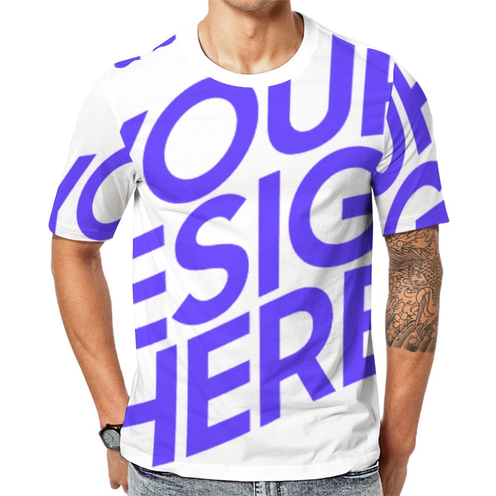 T-shirt NT à manches courtes entièrement imprimé pour femmes et hommes personnalisé avec photo texte prénom (conception une image)