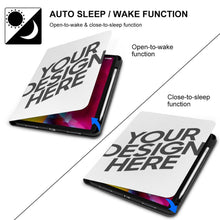 Charger l&#39;image dans la galerie, Étui iPad version livre de haute qualité pour iPad Pro Air 2021 2020 avec fente pour stylo personnalisée avec prénom motif texte (conception multi-images)
