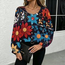 Charger l'image dans la galerie, Long-sleeved Button-up Shirt Flowers, Totems, Retro
