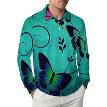 Charger l'image dans la galerie, Breathable Polo-Neck Long Sleeve T-Shirt Butterfly, Gothic
