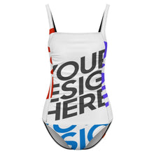Charger l'image dans la galerie, Maillot de bain 1 pièce pour femme à col carré SDS505 personnalisé avec photo texte prénom (conception multi-images)
