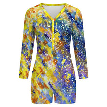 Charger l'image dans la galerie, Long-sleeved Bodysuit Shorts Colorful Splash Ink
