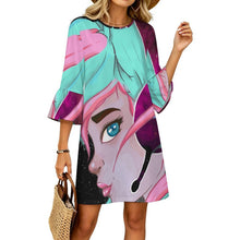 Charger l'image dans la galerie, Robe Femme Manches à Volants Col Rond — Personnalisable par Impression
