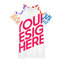 Charger l&#39;image dans la galerie, Robe t-shirt femme col V ANQ avec DÉCOUPE sur la manche personnalisée avec prénom motif texte (conception multi-images)
