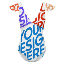 Charger l'image dans la galerie, Maillot de bain 1 pièce pour femme 294340 Personnalisé à Volants avec photo logo motif texte (conception multi-images)
