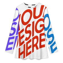 Charger l&#39;image dans la galerie, Chemise musulmane à manches longues et col rond pour femme A98L personnalisée avec prénom motif texte (conception multi-images)
