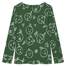 Charger l'image dans la galerie, Button-up Long-sleeved Sweater Fun, Dark Green, Monsters
