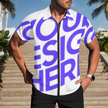 Charger l'image dans la galerie, Chemise à manches courtes zippée LM816 pour homme personnalisée avec texte photo logo motif (Impression d'image unique)
