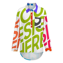 Charger l&#39;image dans la galerie, Chemise femme à épaules tombantes LM554 personnalisée avec prénom motif texte (conception multi-images)
