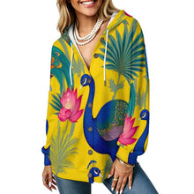 Charger l'image dans la galerie, Hooded Long-sleeved Sweater Peacock, Lotus

