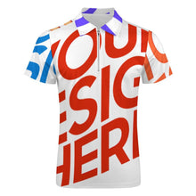 Charger l&#39;image dans la galerie, Polo homme en pur coton imprimé avec fermeture éclair B470 personnalisé avec photo texte prénom
