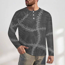 Charger l&#39;image dans la galerie, Chemise Henley pour homme A37L chemise à manches longues col rond avec patte de boutonnage personnalisé avec photo texte prénom (conception une image)
