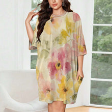 Charger l&#39;image dans la galerie, Chemise de nuit ample grande taille en soie glacée pour femme manches courtes LM475 personnalisé avec photo texte prénom (conception une image)
