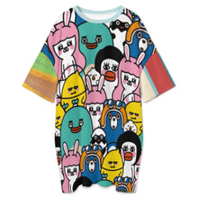 Charger l&#39;image dans la galerie, Chemise de nuit pyjama ample grande taille en soie glacée pour femme LM475 personnalisée avec prénom motif texte (conception multi-images)
