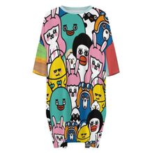 Charger l&#39;image dans la galerie, Chemise de nuit pyjama ample grande taille en soie glacée pour femme LM475 personnalisée avec prénom motif texte (conception multi-images)
