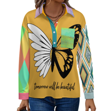 Charger l&#39;image dans la galerie, Chemise femme à épaules tombantes LM554 personnalisée avec prénom motif texte (conception multi-images)
