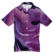 Charger l&#39;image dans la galerie, Chemise boutonnée homme coupe classique stretch imprimée à manches courtes KYR personnalisée avec prénom motif texte
