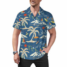 Charger l&#39;image dans la galerie, Chemise homme manches courtes col cubain AY006 personnalisée avec texte motif photo (conception une image)
