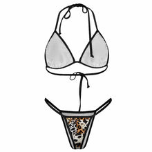 Charger l&#39;image dans la galerie, Ensemble 2 pièces maillot de bain bikini triangle push up J195D57 femme avec soutien-gorge à lacets personnalisé avec photo motif texte (conception multi-images)
