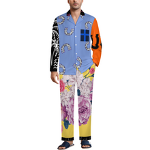 Charger l&#39;image dans la galerie, Ensemble pyjama homme chemise à manches longues + pantalon long avec cordon personnalisée avec prénom motif texte (conception multi-images)
