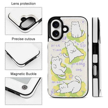 Charger l&#39;image dans la galerie, Étui de protection en cuir TPU pour iPhone 16 avec fonction support pour étui pliable personnalisée avec prénom motif texte

