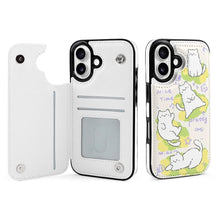 Charger l&#39;image dans la galerie, Étui de protection en cuir TPU pour iPhone 16 avec fonction support pour étui pliable personnalisée avec prénom motif texte
