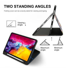 Charger l&#39;image dans la galerie, Étui iPad version livre de haute qualité pour iPad Pro Air 2021 2020 avec fente pour stylo personnalisée avec prénom motif texte (conception multi-images)

