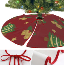Charger l&#39;image dans la galerie, Jupe de sapin de Noël (bordure rouge) (images différentes des deux côtés) personnalisée avec prénom motif texte
