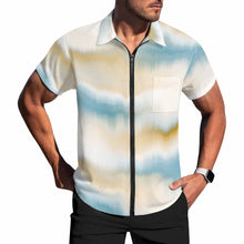 Charger l'image dans la galerie, Chemise à manches courtes zippée LM816 pour homme personnalisée avec texte photo logo motif (Impression d'image unique)
