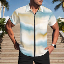 Charger l'image dans la galerie, Chemise à manches courtes zippée LM816 pour homme personnalisée avec texte photo logo motif (Impression d'image unique)
