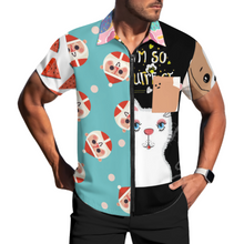 Charger l'image dans la galerie, Chemise à manches courtes zippée LM816 pour homme personnalisée avec texte photo logo motif (conception multi-images)
