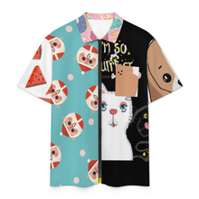 Charger l'image dans la galerie, Chemise à manches courtes zippée LM816 pour homme personnalisée avec texte photo logo motif (conception multi-images)

