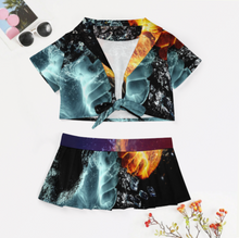 Charger l&#39;image dans la galerie, Tenue uniforme costume de pom-pom girl crop top et jupe 2 pièces pour femme personnalisé avec photo logo texte motif (impression des multi-images)
