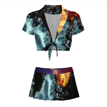 Charger l&#39;image dans la galerie, Tenue uniforme costume de pom-pom girl crop top et jupe 2 pièces pour femme personnalisé avec photo logo texte motif (impression des multi-images)
