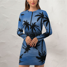 Charger l&#39;image dans la galerie, Mini robe femme sexy robe à manches longues avec fermeture éclair NZ017 personnalisée avec photo texte logo (conception multi-images)
