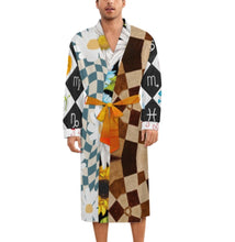 Charger l&#39;image dans la galerie, Peignoir de nuit unisexe à manches longues avec ceinture LM127 personnalisée avec prénom motif texte (conception multi-images)
