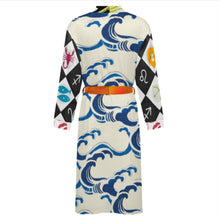 Charger l&#39;image dans la galerie, Peignoir de nuit unisexe à manches longues avec ceinture LM127 personnalisée avec prénom motif texte (conception multi-images)
