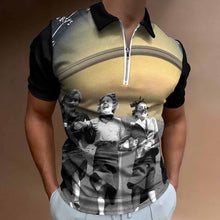 Charger l&#39;image dans la galerie, Polo homme en pur coton imprimé avec fermeture éclair B470 personnalisé avec photo texte prénom
